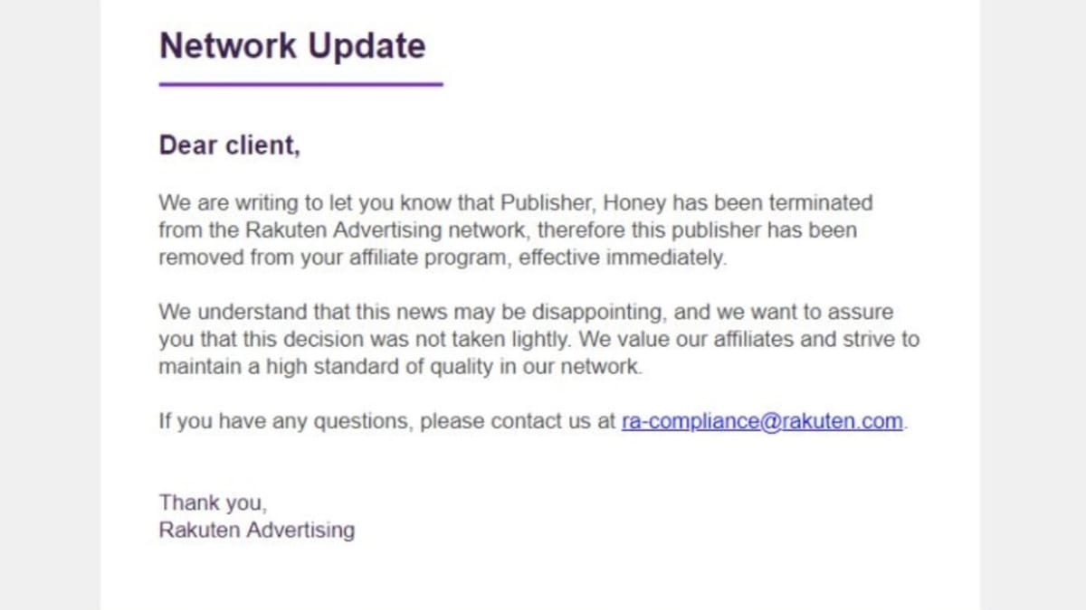 Honey loses access to 2,000 clients after Rakuten network termination