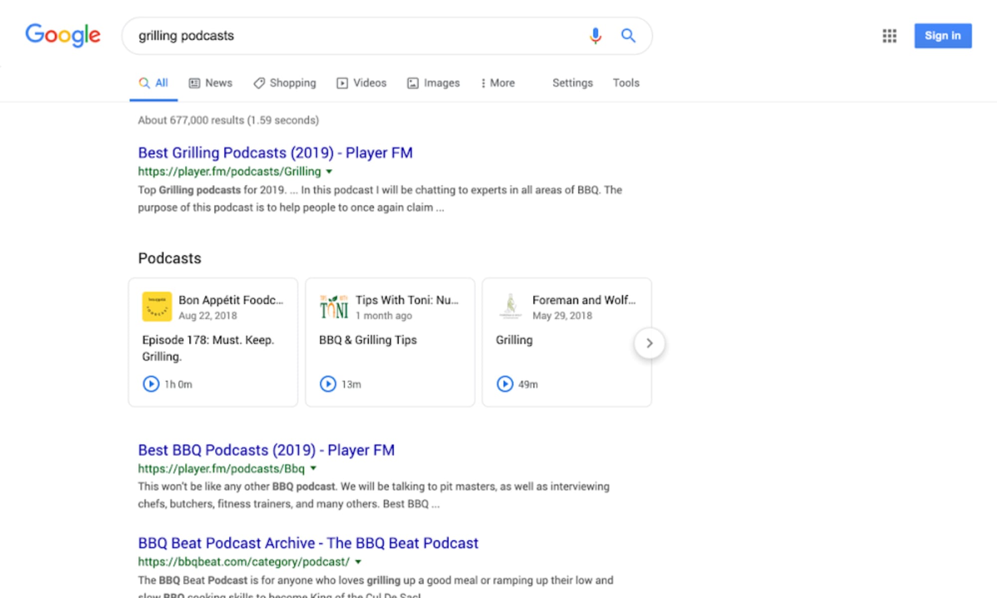 Podcast episodes now appear on Google search results