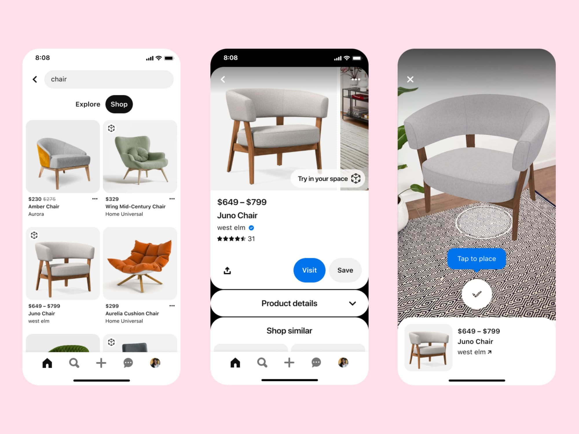 Pinterest introduces a new augmented reality for home decor