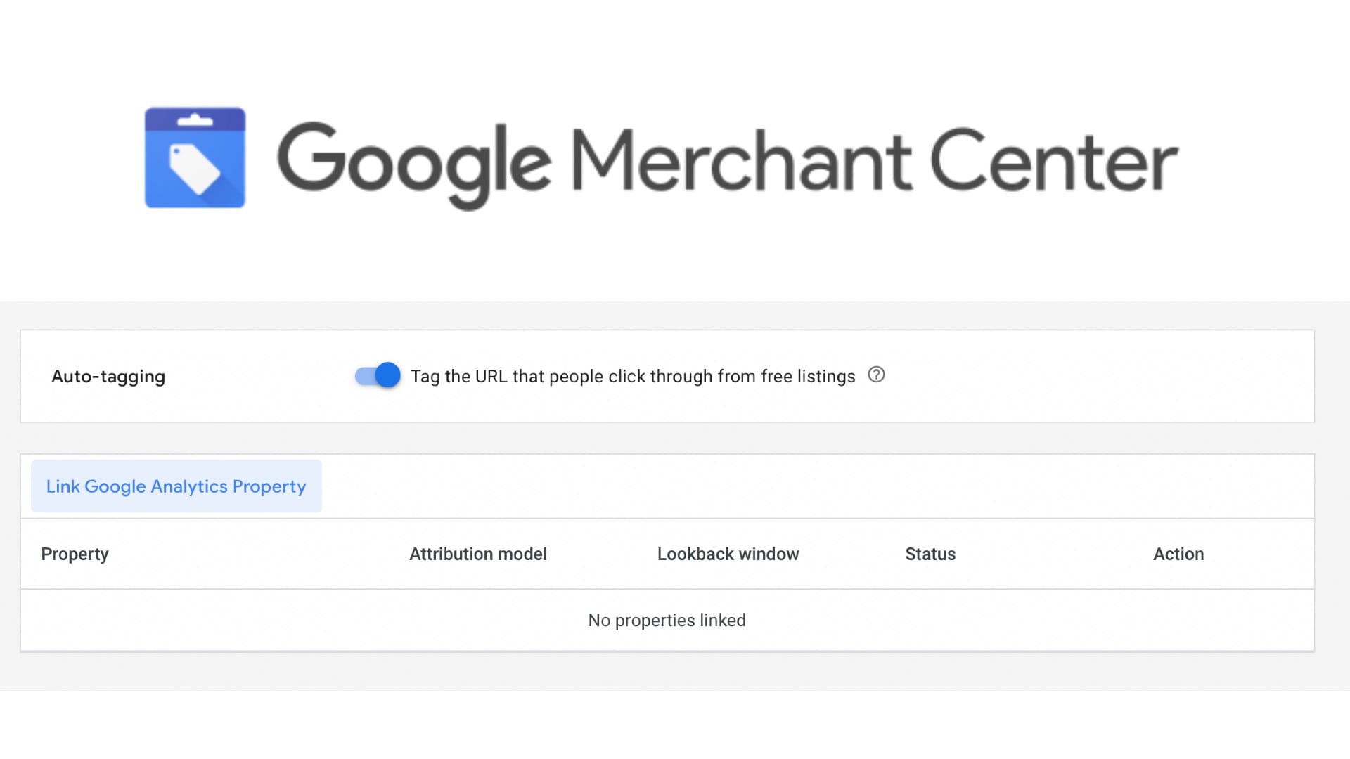 Connecting Google Analytics property with Merchant Center