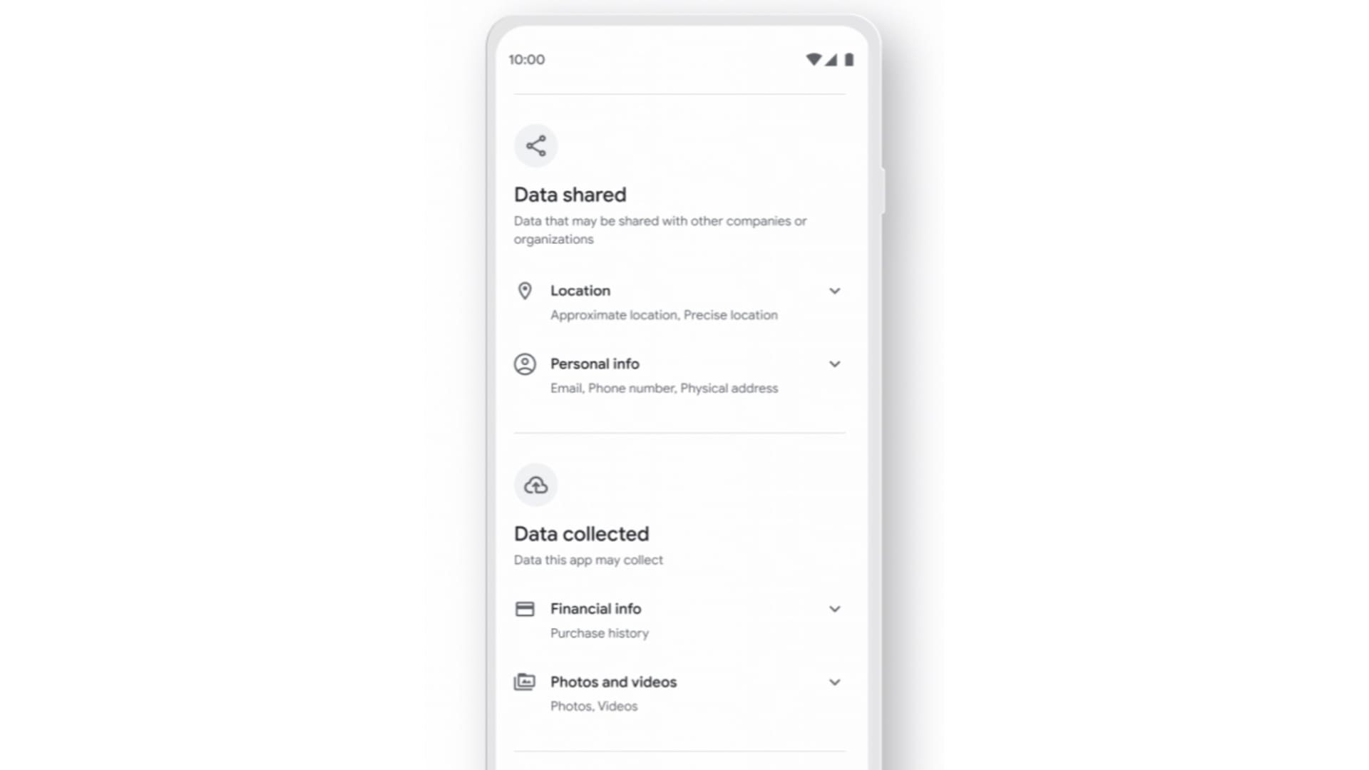 Data safety section in Google Play