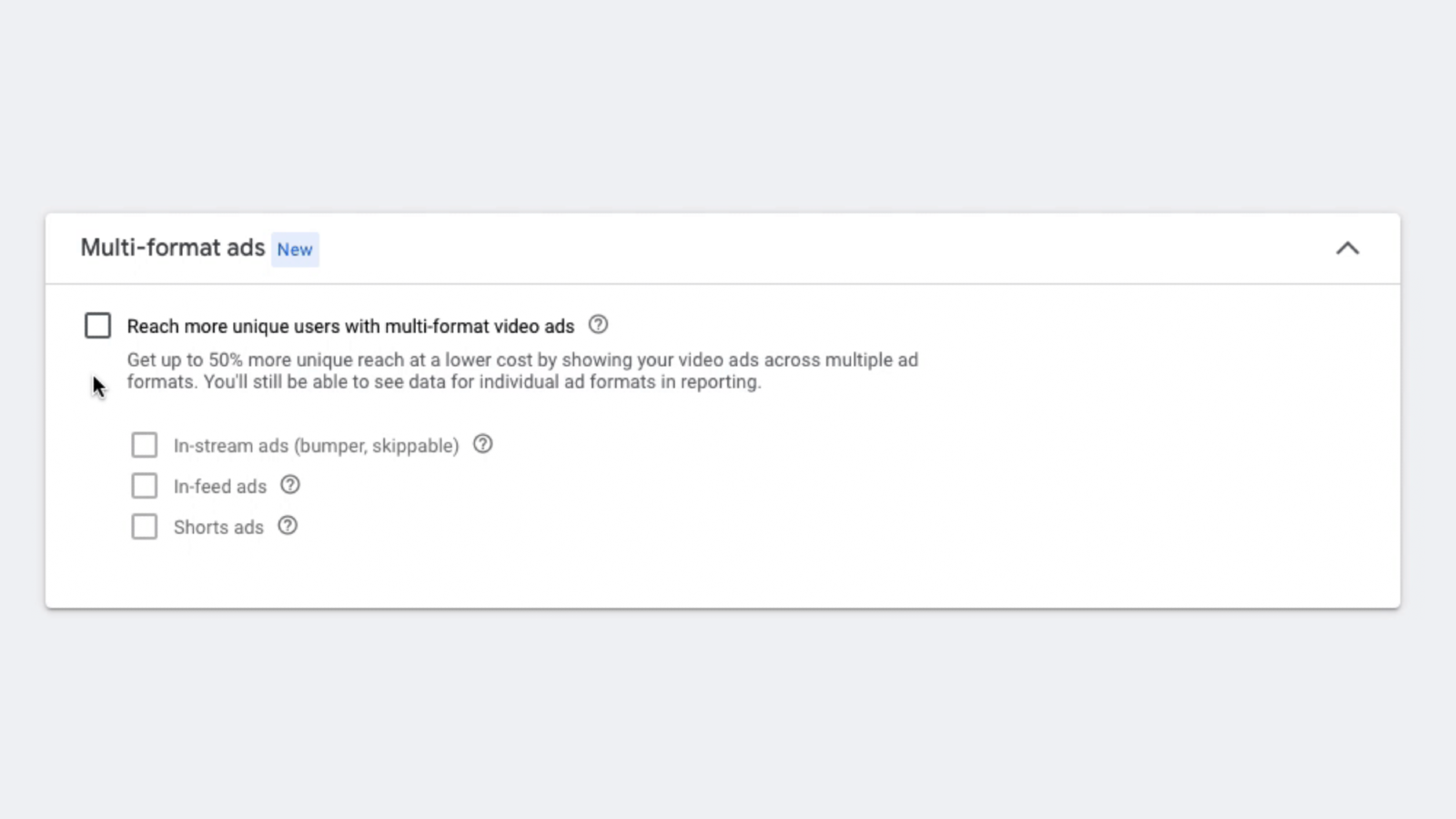 Video Reach Campaigns (VRC) for Efficient Reach Multi-format ads