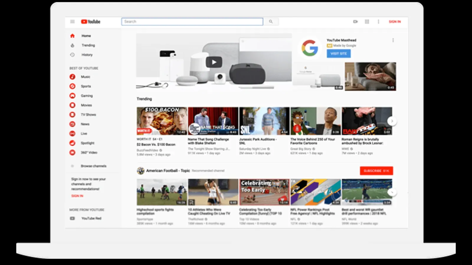 YouTube Masthead Ads