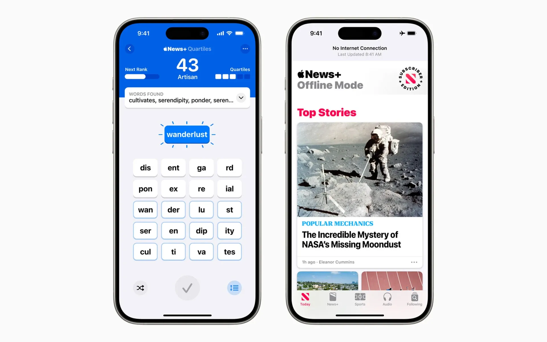 Apple News+ new Spelling Game and Offline Mode