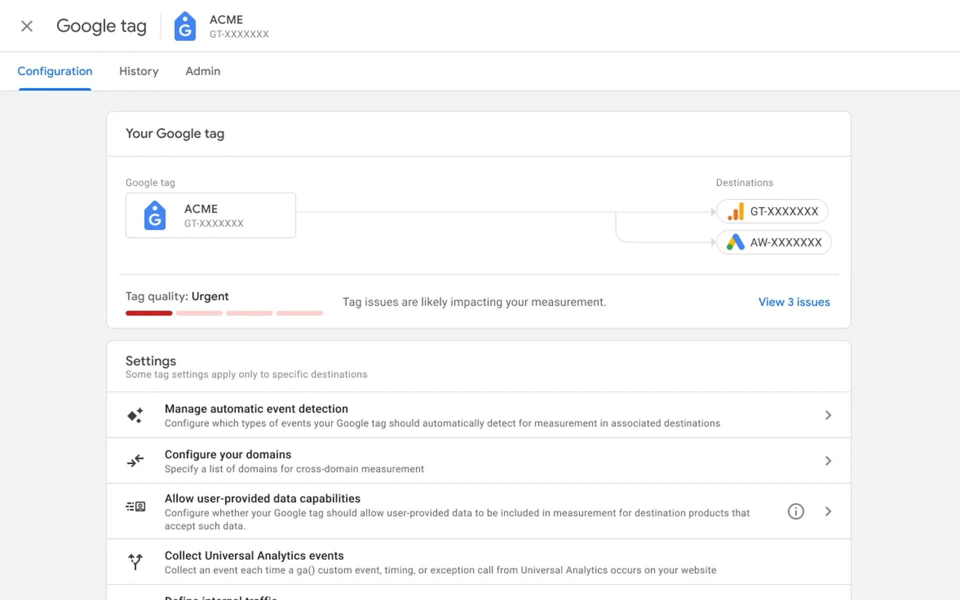Google Tag Diagnostics tool