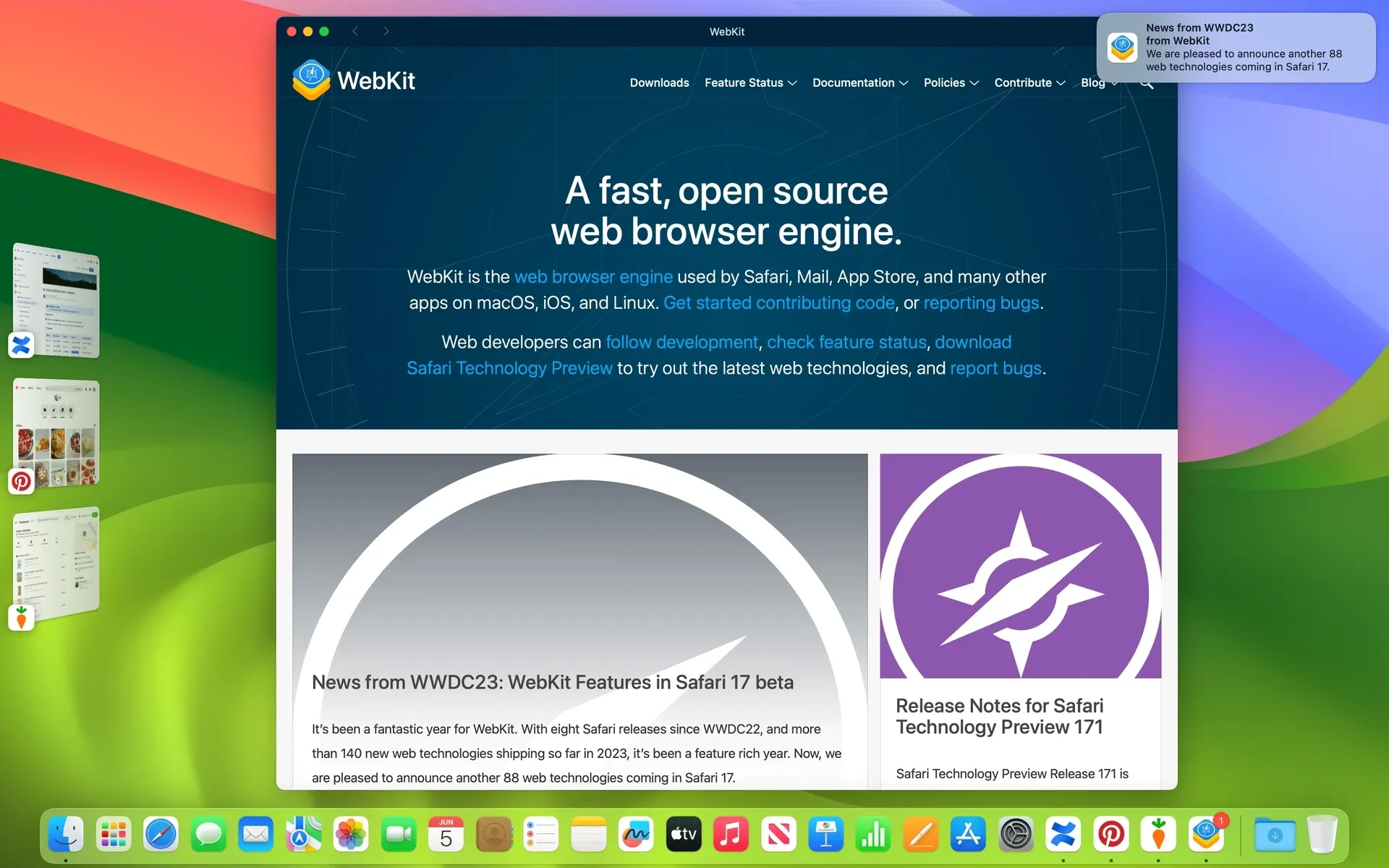 Web App experience on Mac