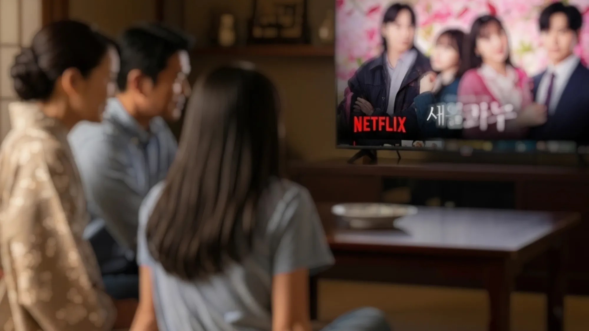 Netflix streaming on TV in Japanese home as programmatic ads launch through Trade Desk platform in 2025.