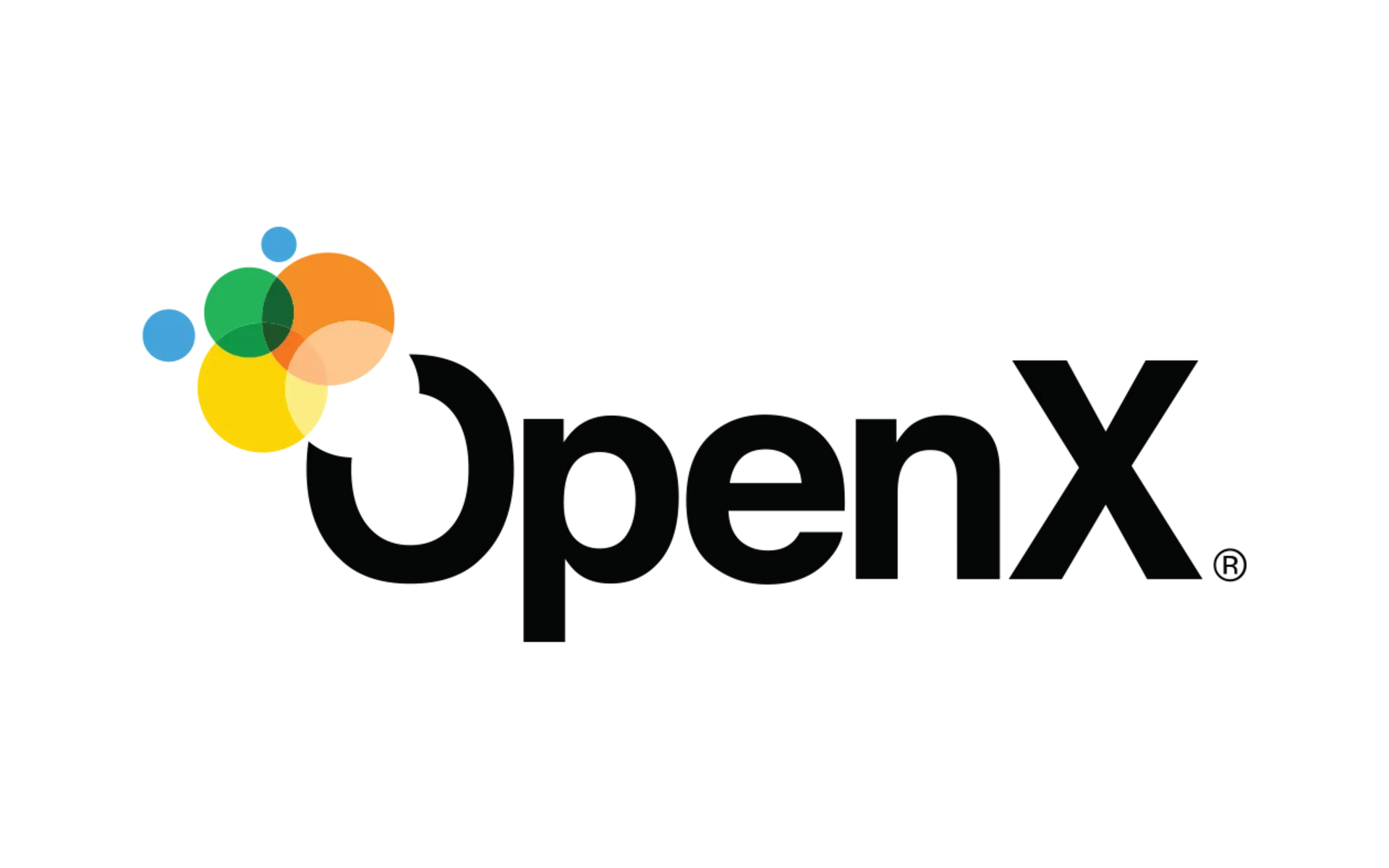 OpenX logo featuring colorful overlapping circles and black text on white background for programmatic advertising platform.