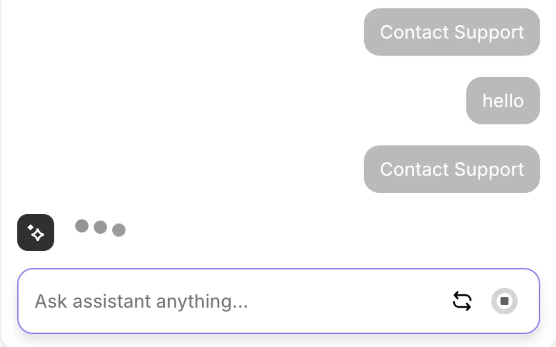 Shopify AI chat interface showing automated support system that creates customer service loops