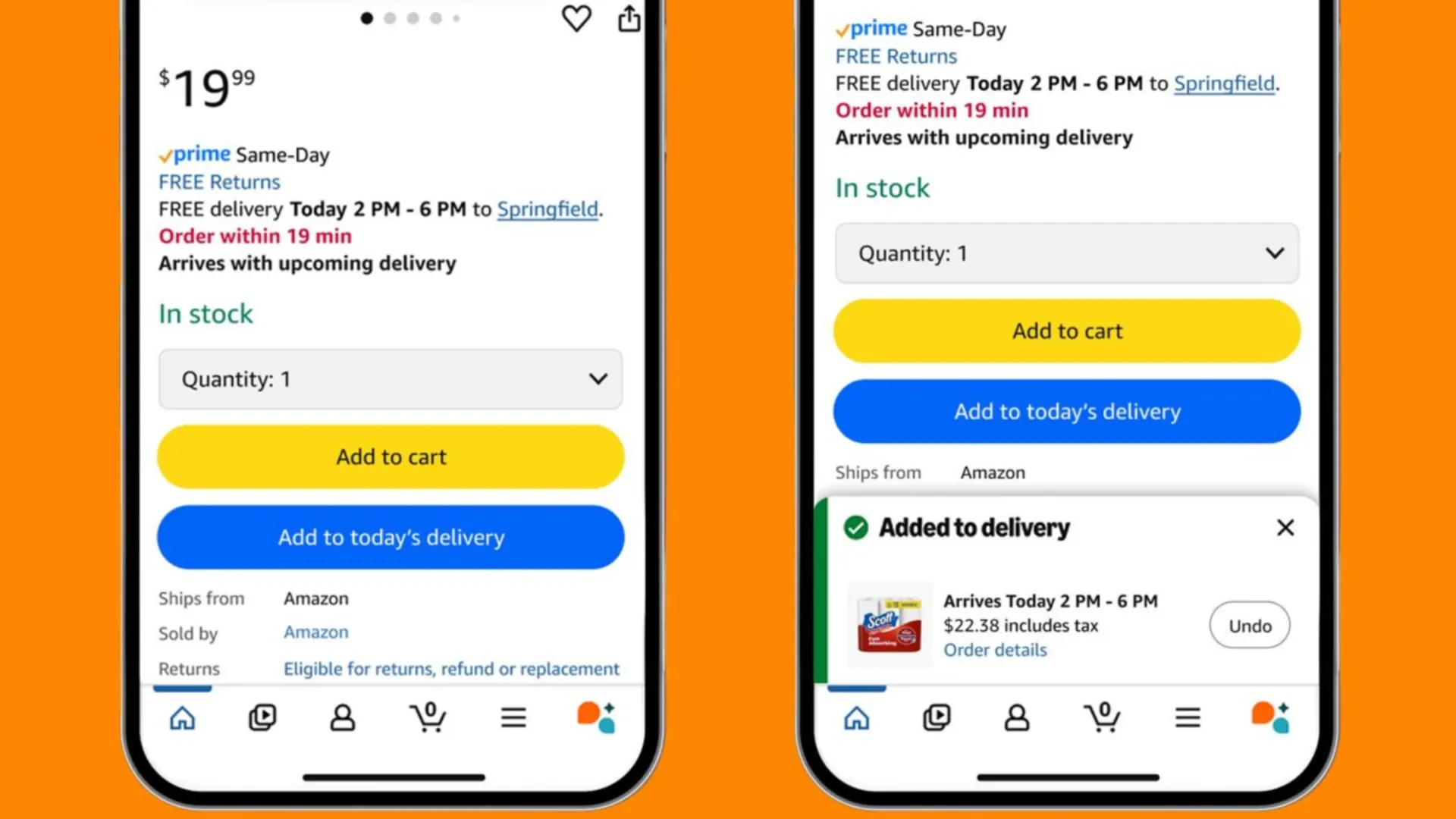 Amazon's Add to Delivery button enables one-tap checkout for items joining existing Prime orders.
