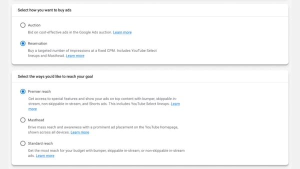 Reservation ads in Google Ads