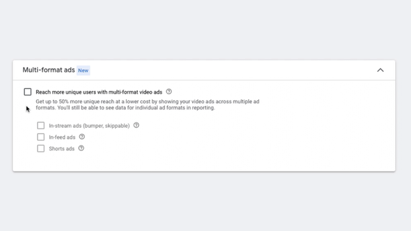 Video Reach Campaigns (VRC) for Efficient Reach Multi-format ads