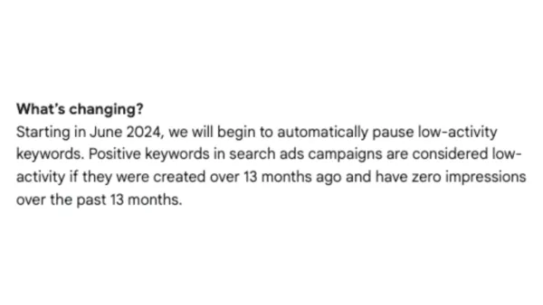 Google Ads to pause low-activity keywords