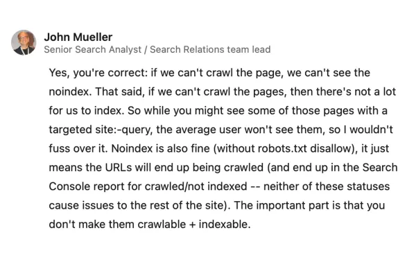 John Mueller of Google clarifies why pages blocked by robots.txt can still appear in search results