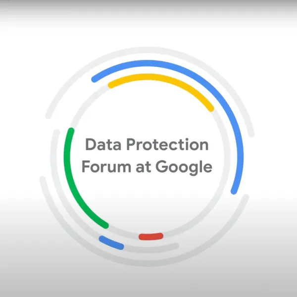 The circular logo for Google's Data Protection Forum 2025, highlighting privacy technologies for digital advertising.
