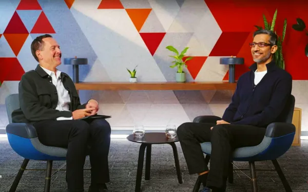 Sundar Pichai discusses Google's AI search evolution with David Friedberg during landmark All-In interview