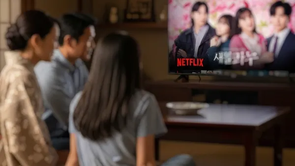 Netflix streaming on TV in Japanese home as programmatic ads launch through Trade Desk platform in 2025.