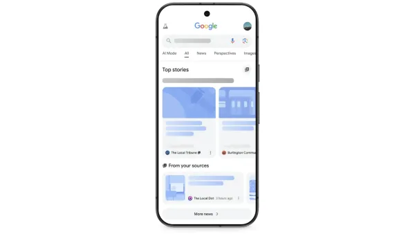 Google's Preferred Sources feature showing "From your sources" section in mobile Top Stories results with starred publications.