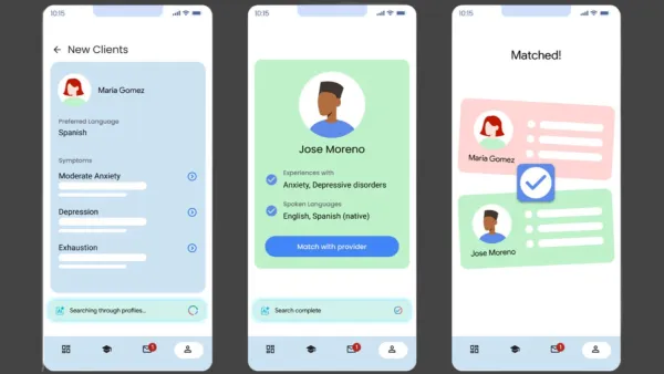 AI-powered provider-client matching system matches Spanish-speaking therapist with anxiety patient