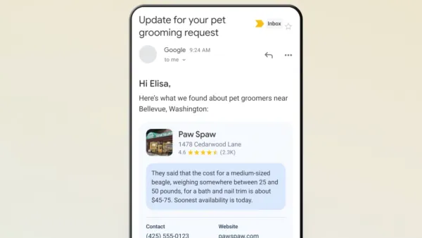 Google's AI calling feature sends customers automated email updates with local business pricing and availability information.