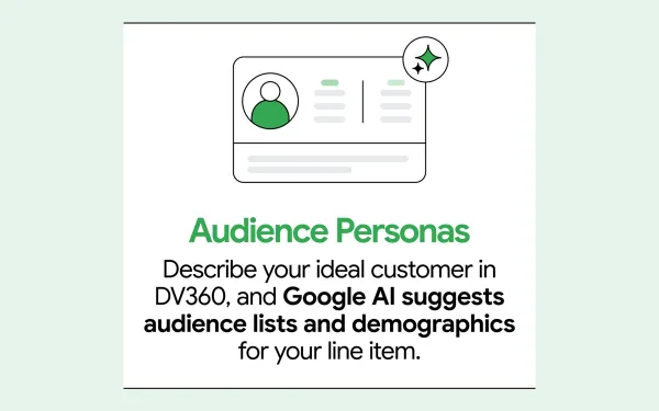 AI-powered Audience Personas in Display & Video 360 converts customer descriptions into targeted ad campaigns.