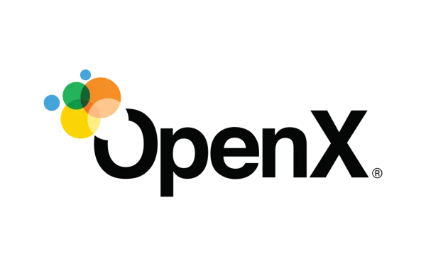 OpenX logo featuring colorful overlapping circles and black text on white background for programmatic advertising platform.