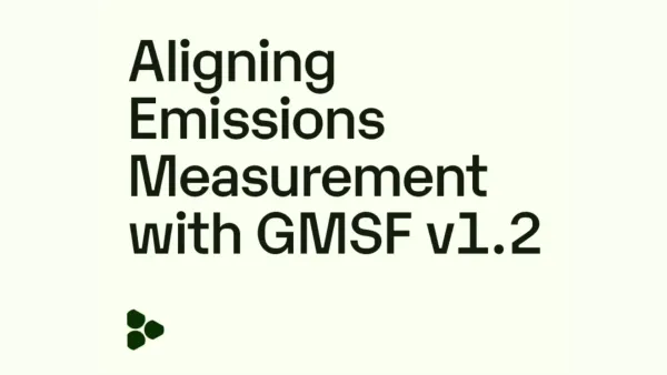 Scope3 logo with text announcing alignment of emissions measurement with GMSF v1.2 framework