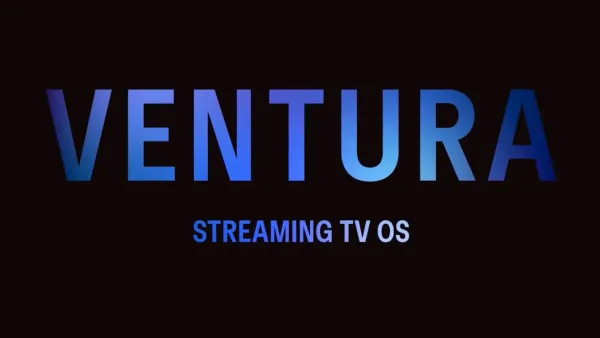 Ventura TV OS logo announced in Trade Desk and DIRECTV partnership for smart TVs.