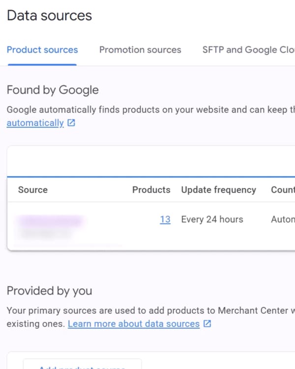 Google Merchant Center showing "Every 24 hours" update frequency claim contradicted by nine-day delays.