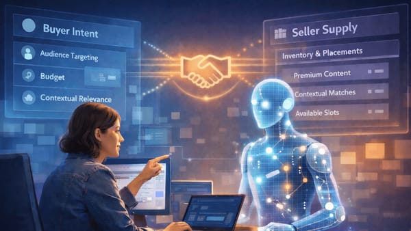 AI-powered advertising agent connecting buyer intent with seller supply through AdCP protocol interface