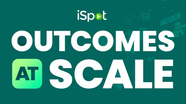 iSpot Outcomes at Scale logo featuring teal background with white text and green accent branding elements